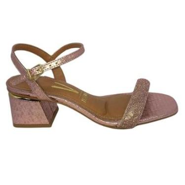 Imagem de Sandália Vizzano Strass Salto Baixo Ouro Rosado - 41296-Feminino