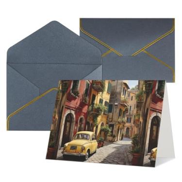 Imagem de Cartões comemorativos italianos com impressão de rua para todas as ocasiões, convites de festa de aniversário de casamento, 12,7 x 15,2 cm
