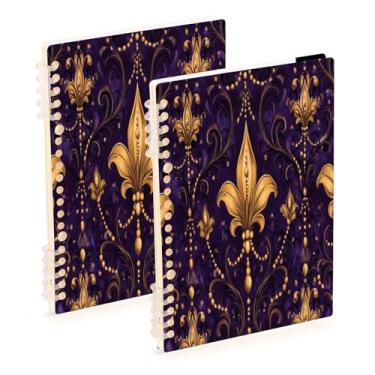 Imagem de Burbuja Cadernos de carnaval flor-de-lis, papel pautado universitário A5 com 60 folhas, fichário para escritório, 2 unidades