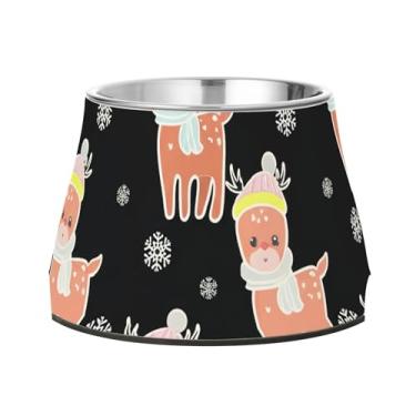 Imagem de Burbuja Tigela de aço inoxidável para comida e água para cães de veado flocos de neve, antiderrapante para cães médios e gatos, 590 ml