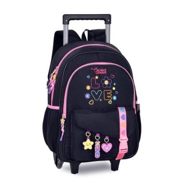 Imagem de Mochila Rodinhas Cacau Haxkar Bolsa Escolar Feminina Premium
