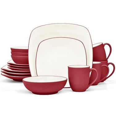 Imagem de Noritake Conjunto de louça quadrada Colorwave Raspberry com 16 peças, serviço para 4 pessoas