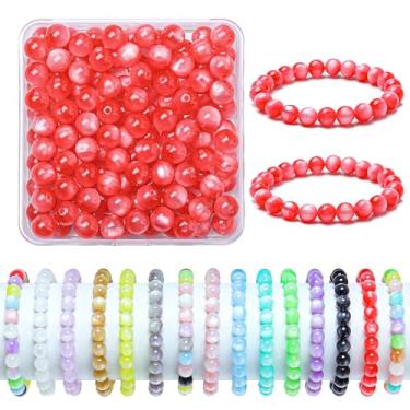 Imagem de Contas de vidro de 8 mm para pulseiras, 200 peças de contas redondas de cristal para kits de fabricação de joias, contas, artesanato DIY (rosa rosa)