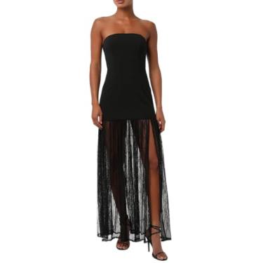 Imagem de Lulus Vestido maxi de renda sem alças Lucille, Preto, G