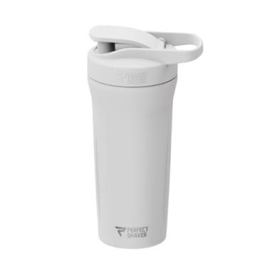 Imagem de PerfectShaker Coqueteleira de aço inoxidável premium – isolada a vácuo de parede dupla, à prova de vazamento, livre de BPA, não tóxica, mistura de haste de ação – Coqueteleira de proteína para