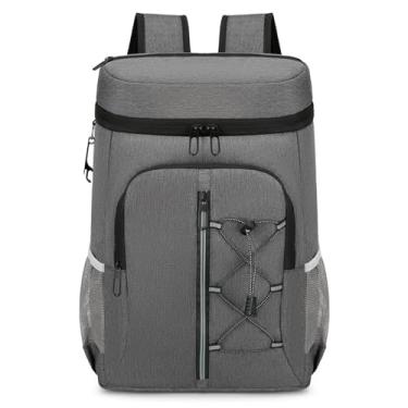 Imagem de Mochila Isolada para Geladeira de Gelo Macia Leve Camping com Grande Compartimento Principal Bolso Malha Lateral Zíper Frontal Superior e Abertura Cerveja