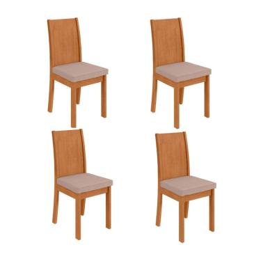 Imagem de Conjunto com 4 Cadeiras Athenas Veludo Creme e Amêndoa