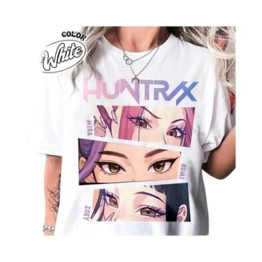 Imagem de Camiseta O-Neck Y2K Retro Lavada Kpop Demon Hunters Huntrix 2025, Para
