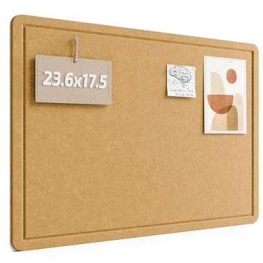 Imagem de Quadro de avisos Fluxnara, quadro de cortiça alternativo de 59,9 cm x 44,5 cm com 12 abas adesivas removíveis seguras, placa de alfinete de feltro dobrável para escritório em casa, sala de aula