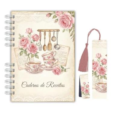 Imagem de Caderno de Receitas Vintage Cottagecore A5 Capa Dura Wire-O com Elástico – 174 Páginas | Acompanha Marcadores de Página com Tassel e Magnético