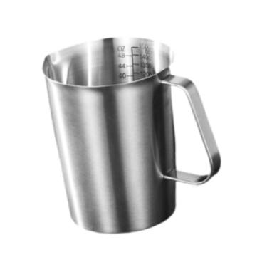 Imagem de FytStycale Copo medidor de aço inoxidável, recipiente com marcações e alça, copo para espumar leite, jarra de mistura para cozinha, ideal para confeitaria, 1500ml
