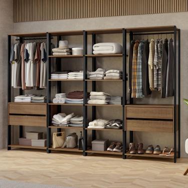 Imagem de Guarda-Roupa Closet Modulado Valencia 4 Gavetas 258cm Madesa 02