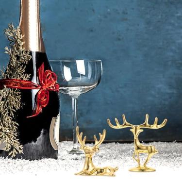 Imagem de Cabilock 4 peças mini enfeites de alce ornamentos de chifres de férias figura de alce manto ornamentos de decorações de estatueta de para casa alce decoração de mesa artesanato doméstico