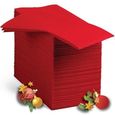 Imagem de Guardanapos de papel coloridos da Linen-Feel – Guardanapos de jantar vermelhos decorativos, macios e absorventes. Para cozinha, festa, casamento, banheiro ou qualquer ocasião (pacote com 100)