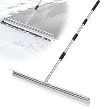 Imagem de CAROD Rodo de piso grande de 84,8 cm para concreto, rodo de lâmina de borracha industrial resistente para piso com alça de aço inoxidável de 160 cm, design de defletor curvo anti-respingos para