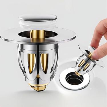 Imagem de Filtro de drenagem pop-up de aço inoxidável tipo prensa de malha à prova de odor coador de pia para banheiro cozinha coletor de cabelo, 1 peça