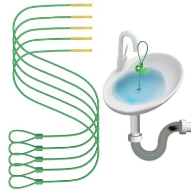 Imagem de Kelly's Collection Ferramenta de remoção de entupimento de cabelo de cobra de 76 cm, ferramenta de limpeza de ralo de cobra antiquebra para pia de banheiro, chuveiro, ralo de tubulação (pacote com 5)