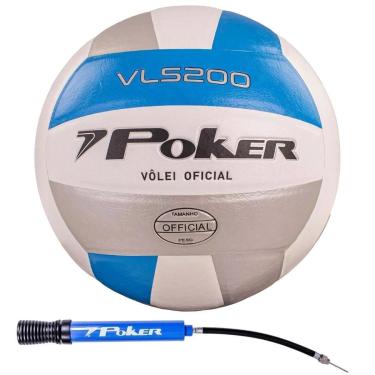 Imagem de Bola Vôlei Poker VLS 200 Semi Pro + Bomba de Ar Unissex Branco e Cinza-Unissex