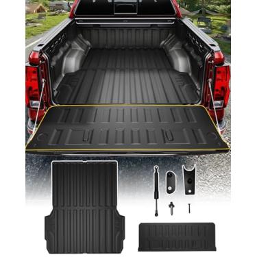 Imagem de PWY Forro de cama e protetor de porta traseira para Chevy Colorado/GMC Canyon (2023-2026 2025, 5FT), tapete de cama TPE para todos os climas com assistência de porta traseira, resistente
