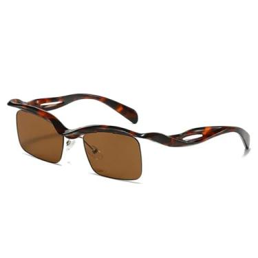 Imagem de Óculos de Sol UV400 - Lentes Ocean sem Aro, Estilo Punk, para Homens e Mulheres, Esportes ao Ar Livre, Corrida, Ciclismo, Estampa de Leopardo