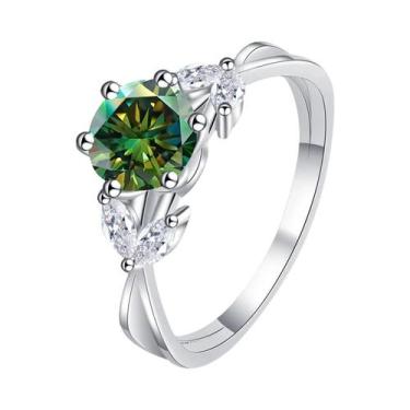 Imagem de Anel Solitário De Diamante Moissanite De 1ct Para Mulheres Em Prata Es