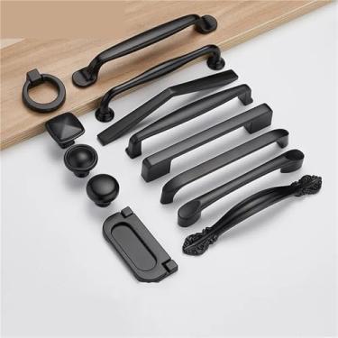 Imagem de Puxadores pretos de liga de alumínio sólido para armário de cozinha puxadores de gaveta puxadores de móveis ferragens 1 peça (alça-818C-96B)