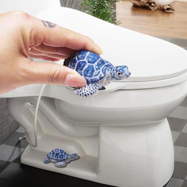 Imagem de ARefugen Conjunto decorativo de 2 peças de tampas de parafuso de vaso sanitário para tartaruga marinha - tampas de tampa de parafuso para banheiro acessórios de chuveiro decoração para casa de praia