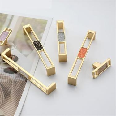 Imagem de HTNAFONI Puxadores de porta de cozinha de armário dourado de liga de zinco puxadores de gaveta de armário para ferragens de móveis 1 peça (CJ1066-E-Single)