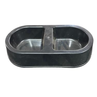 Imagem de Comedouro Bebedouro Duplo 500ml Cada Para Cão Cachorro Gato Preto