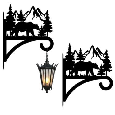 Imagem de peacoblue Pacote com 2 ganchos de ferro para pendurar ao ar livre, planta interna, vaso de samambaia, alimentador de pássaros, 30 x 38 cm, suporte de parede de metal resistente ao clima para varanda e