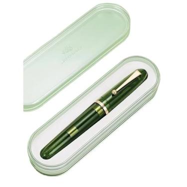 Imagem de GAFNED Caneta-tinteiro F/M ponta de resina caneta para escrita, conversor grande, papelaria, material de escritório escolar (verde oliva com caixa, 0,5 mm)