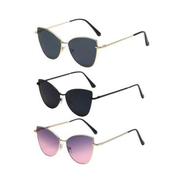 Imagem de Óculos De Sol Femininos Retrô De Metal Estilo Gatinho UV400 Moda Europ