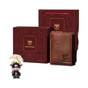 Imagem de Carteira Masculina De Couro Genuíno Com Bloqueio RFID, Porta-Cartões, 