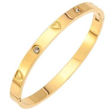 Imagem de Pulseiras de ouro para mulheres, amizade, amor, pulseira, strass, aço inoxidável banhado a ouro 18 K