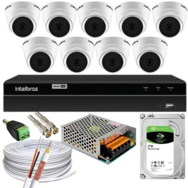 Imagem de Kit 9 Câmeras 1220D mic Intelbras Dvr 1216 Canais 2tb Audio Microfone