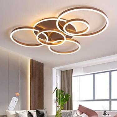 Imagem de Luminária de teto LED moderna para sala de estar, com intensidade regulável e controle remoto, lustre redondo, ideal para quarto, sala de jantar, quarto infantil, escritório, luminária decor