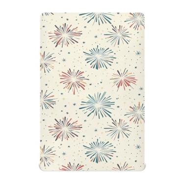 Imagem de Wassud Jogo de lençol colorido para berço de fogos de artifício respirável para meninos e meninas, lençol com elástico, neutro, 68 x 99 cm