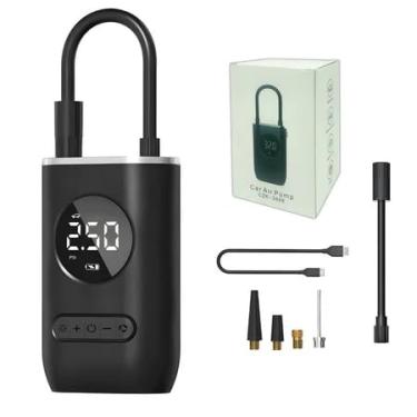 Imagem de Compressor De Ar Elétrico Portátil Digital Ncher Pneu Carro Moto Bike Bicicleta Bola Piscina Inflável