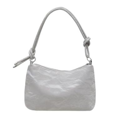 Imagem de Bolsa de couro PU axila bolsa com franjas escuras moderna grande capacidade ombro único, Prata