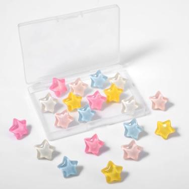 Imagem de YBEATY 40 peças de alfinetes decorativos de estrela, multicoloridos, tachinhas brilhantes para escritório, casa, escola, projetos de artesanato, decorações de fotos, mapa, parede, scrapbook