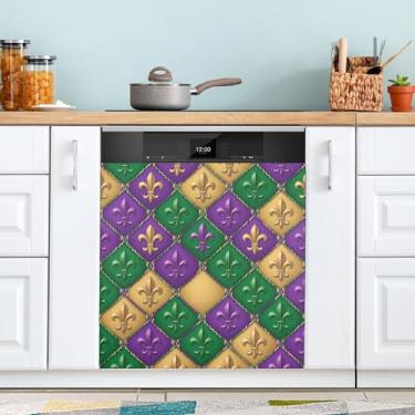 Imagem de ATTX Capa magnética para lava-louças Mardi Gras | Adesivo decorativo de eletrodomésticos de 58 x 66 cm para armários domésticos e eletrodomésticos (321)