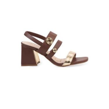 Imagem de Sandália Bebecê de Salto Bloco com Tiras Decorativas e Fivela Dupla, M