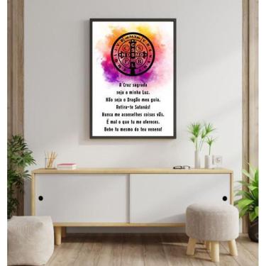 Imagem de Quadro Decorativo Oração Medalha De São Bento 45X34Cm