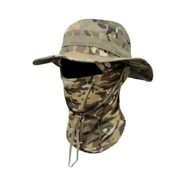 Imagem de Chapéu Boonie Camo Com Aba Larga E Proteção UV, Chapéu De Sol Com Másc