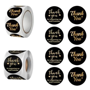Imagem de Adesivos de agradecimento para pequenas empresas, 1000 peças de 2,5 cm, adesivos autoadesivos para envelopes de embrulho de presente (Preto)