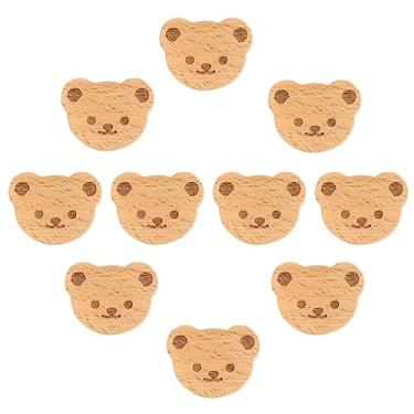 Imagem de HDJNal 10 puxadores de armário de madeira natural, puxadores de gaveta de madeira feitos à mão com parafusos para puxadores de cômoda de móveis boho ferragens decorativas cabeça de urso puxadores de