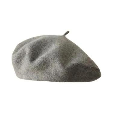 Imagem de Boina Feminina Vintage De Lã, Estilo Pintor Francês, Cor Sólida, Retrô