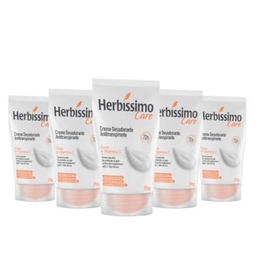 Imagem de Kit 6 Unid - Desodorante Cremoso Herbíssimo Care Coco e Vitamina C Bisnaga 55g