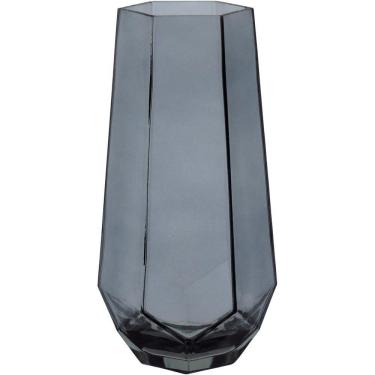 Imagem de Vaso Decorativo Enfeite Casa Geométrico Home&co Vidro 20x7x7cm Fume