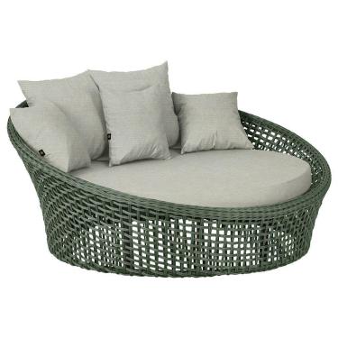 Imagem de Chaise Hungria Pintura Preta Corda Náutica E3 Trama Original Verde